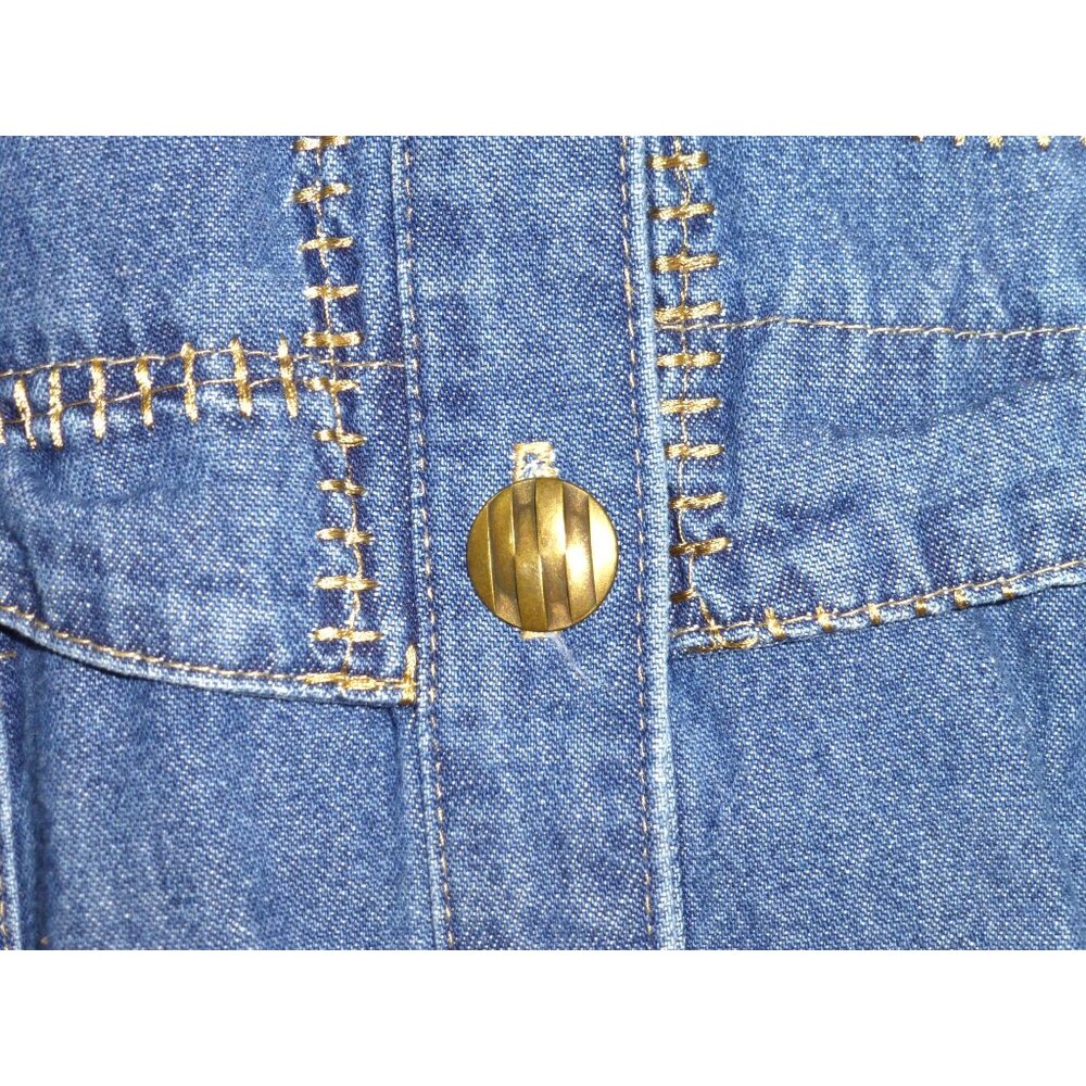 VTG Saint Germain Womens Denim Vest XL Button Front Embroidered Stitching Pocket - Picture 3 of 12